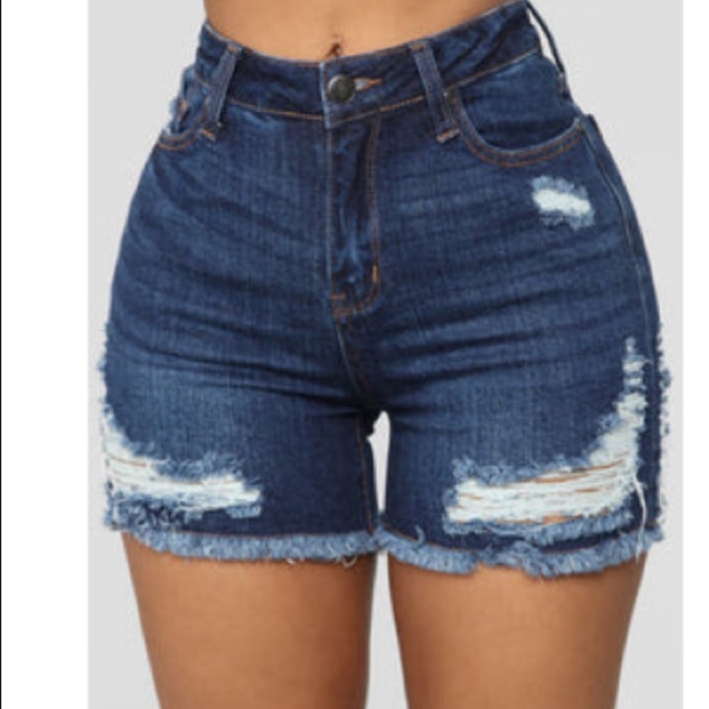 FASHIONNOVA Another Day In Paradise High Rise Shorts - Dark Denim